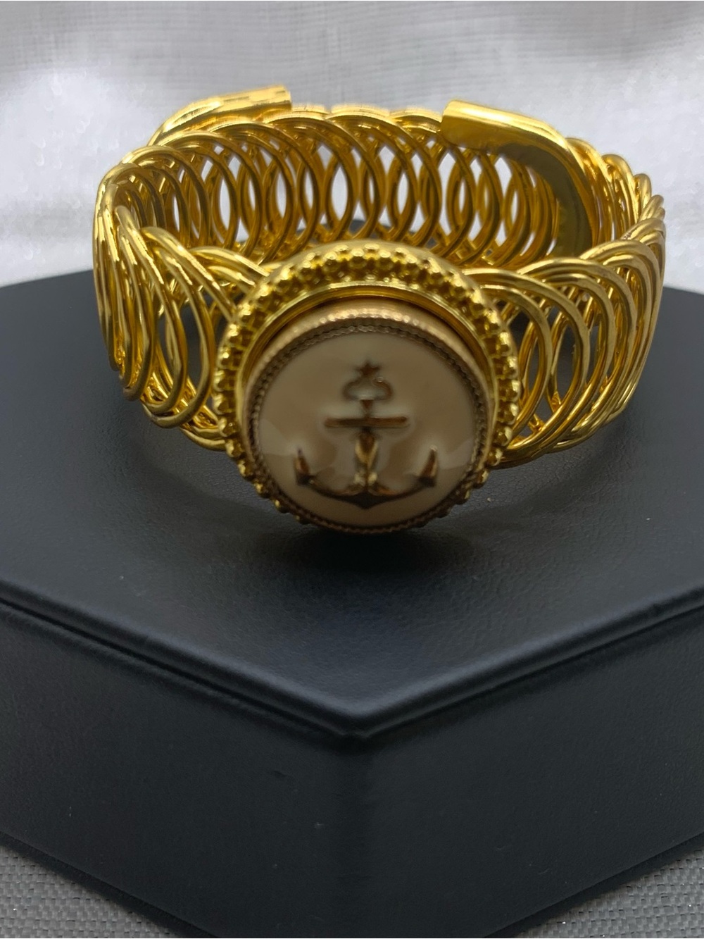 ANCHOR - Easiest On/Off Bracelet EVER! Gold Snap Button Bracelet with Charm